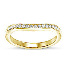 Curved Petite Diamond Wedding Band in 14K Yellow Gold (1/8 cttw.)