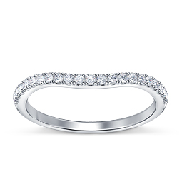 Prong set Curved Diamond Wedding Band in 14K White Gold (1/4 cttw.)