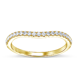 Prong set Curved Diamond Wedding Band in 14K Yellow Gold (1/4 cttw.)