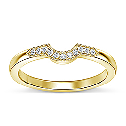 Vintage Curved Diamond Wedding Band in 18K Yellow Gold (0.06 cttw.)