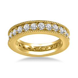 18K Yellow Gold Milgrain Edged Diamond Eternity Ring (0.76 - 0.88 cttw.)