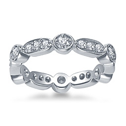 18K White Gold Eternity Ring Having Round Diamonds In Pave Setting (0.55 - 0.65 cttw.)