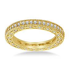 Pave-Set Diamond Eternity Ring In 18K Yellow Gold With Milgrain Border (0.55 - 0.65 cttw.)