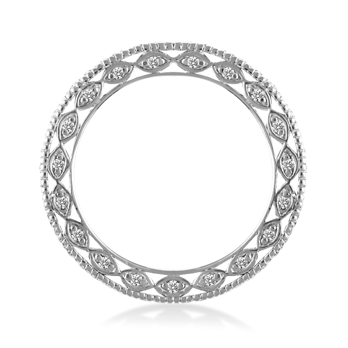Pave-Set Diamond Eternity Ring In Platinum With Milgrain Border (0.55 - 0.65 cttw.) view 2