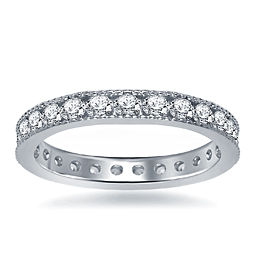 Platinum Diamond Eternity Ring Having Milgrain Border (1.12 - 1.32 cttw)