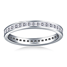 Classic Channel Set Princess Diamond Eternity Ring in 18K White Gold (0.85 - 1.02 cttw.)