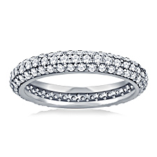 Pave Set Rounded Diamond Eternity Ring in 18K White Gold (0.91 - 1.06 cttw.)