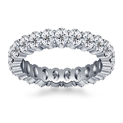 Prong Set Oval Cut Diamond Eternity Ring in 18K White Gold (4.15 - 4.95 cttw.)