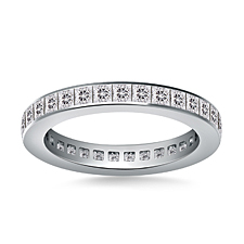 Channel Set Princess Cut Diamond Eternity Ring in 14K White Gold (1.36 - 1.61 cttw.)
