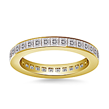 Channel Set Princess Cut Diamond Eternity Ring in 18K Yellow Gold (1.36 - 1.61 cttw.)