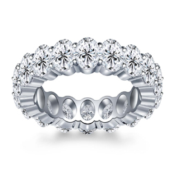 Prong Set Oval Cut Diamond Adorned Eternity Ring in 14K White Gold (7.95 - 9.45 cttw.)