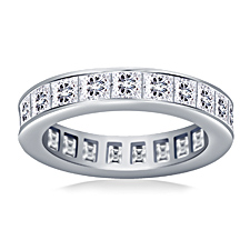 Channel Set Princess Cut Diamond Eternity Ring in 14K White Gold (3.35 - 4.03 cttw)