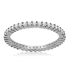 14K White Gold Prong-Set Diamond Eternity Ring For Ladies Diamond Band (0.51 - 0.60 cttw.)
