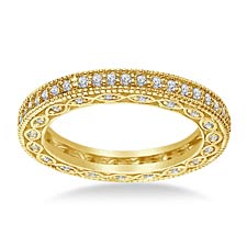 Pave-Set Diamond Eternity Ring In 14K Yellow Gold With Milgrain Border (0.55 - 0.65 cttw.)