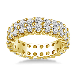 14K Yellow Gold Dual Row Diamond Eternity Ring (2.88 - 3.44 cttw.)