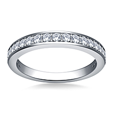Tapered Pave Set Diamond Band in Platinum (3/8 cttw.)