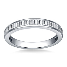Channel Set Diamond Band with Baguette Accents in 14K White Gold (3/8 cttw.)