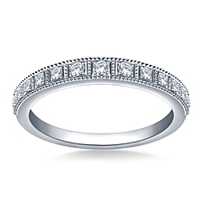 Milgrain Diamond Ladies Band in 14K White Gold (1/5 cttw.)