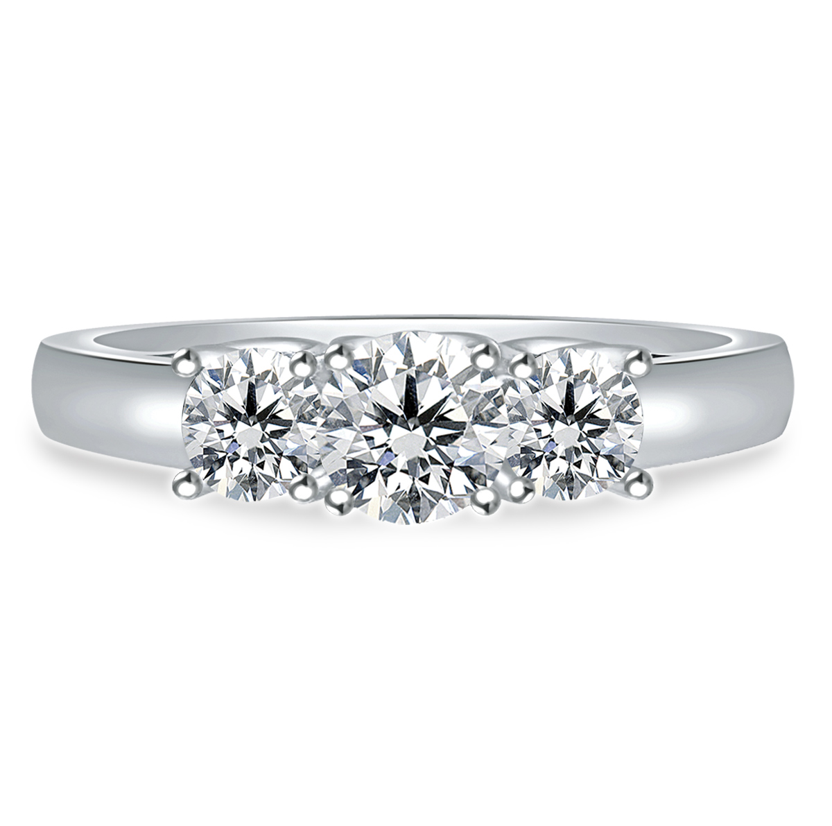 1.00 ct. tw. Three Stone Prong-Set Trellis Diamond Ring in 14K White Gold view 2