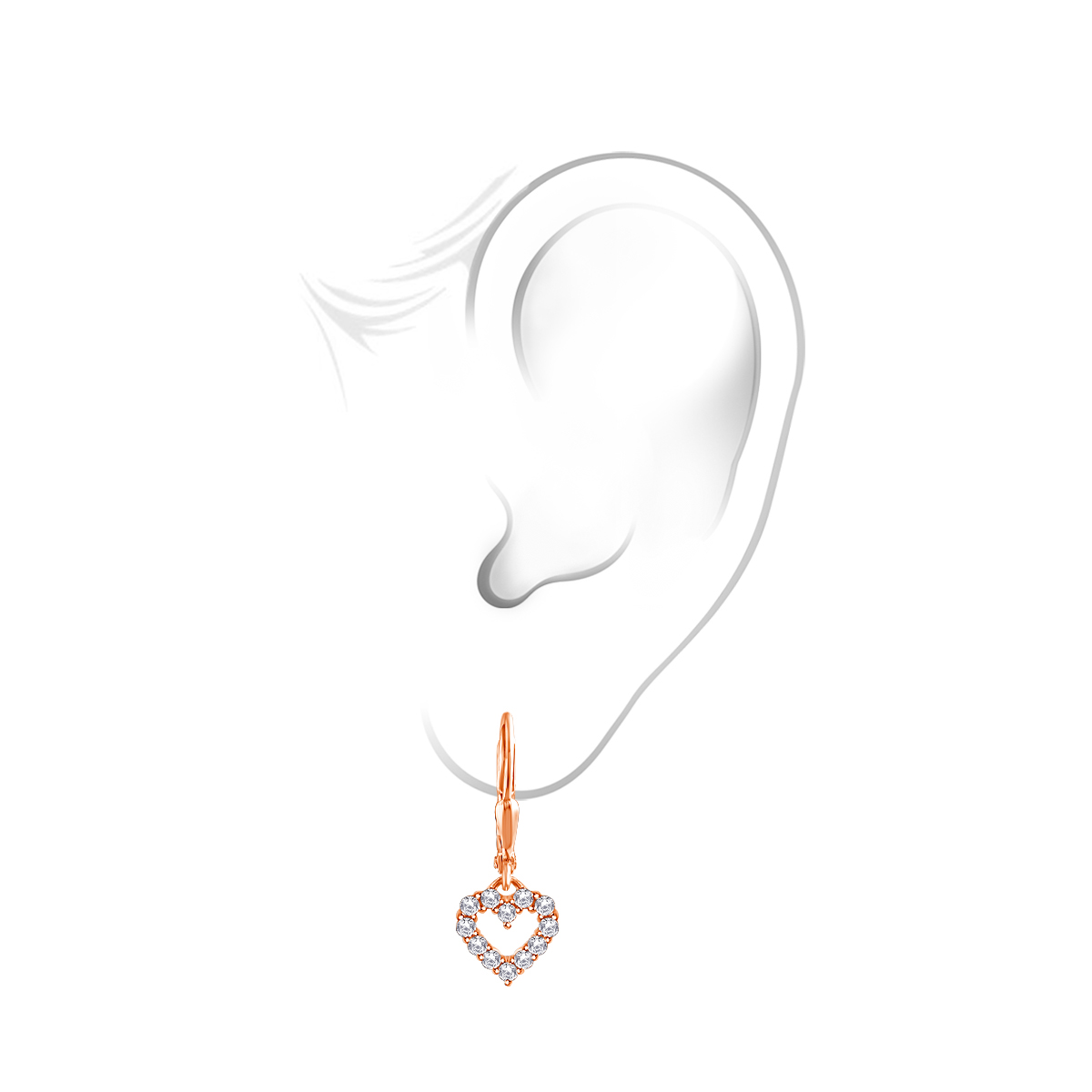 Dangling Heart Drop Earrings 14K Rose Gold (5/8 cttw.) view 2