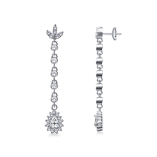 Dangle Earrings with Pear Drop Accents in 14K White Gold (1 3/4 cttw)