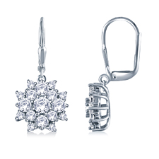 Prong Set Diamond Floral Cluster Earrings in 14K White Gold (2.00cttw.)