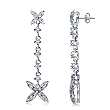 Dangling Marquise Accented Earrings in 14K White Gold (1.0 cttw.)
