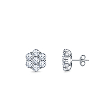 Cluster Diamond Flower Earring in 14K White Gold (3/4 cttw.)