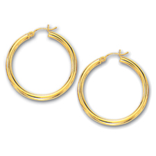 14K Yellow Gold Medium Size Hoop Earrings