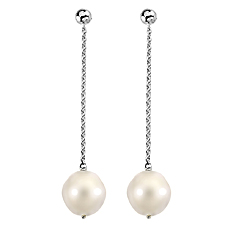 14K White Gold Freshwater Cultured Pearl Earrings