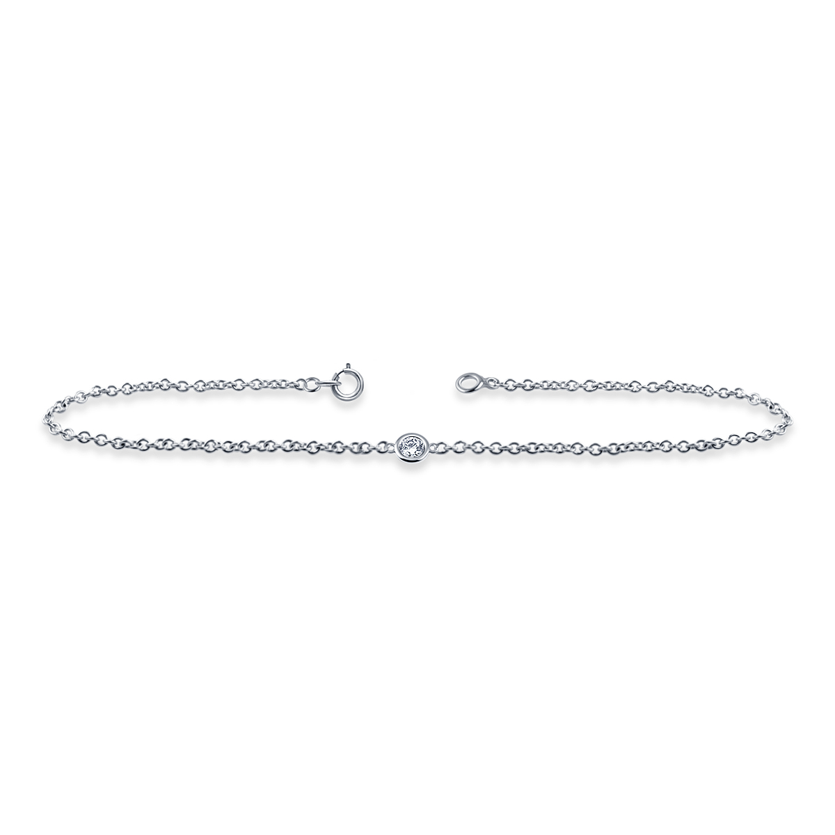 Diamond Station Bracelet with One Diamond in Sterling Silver (0.05 cttw.) view 3