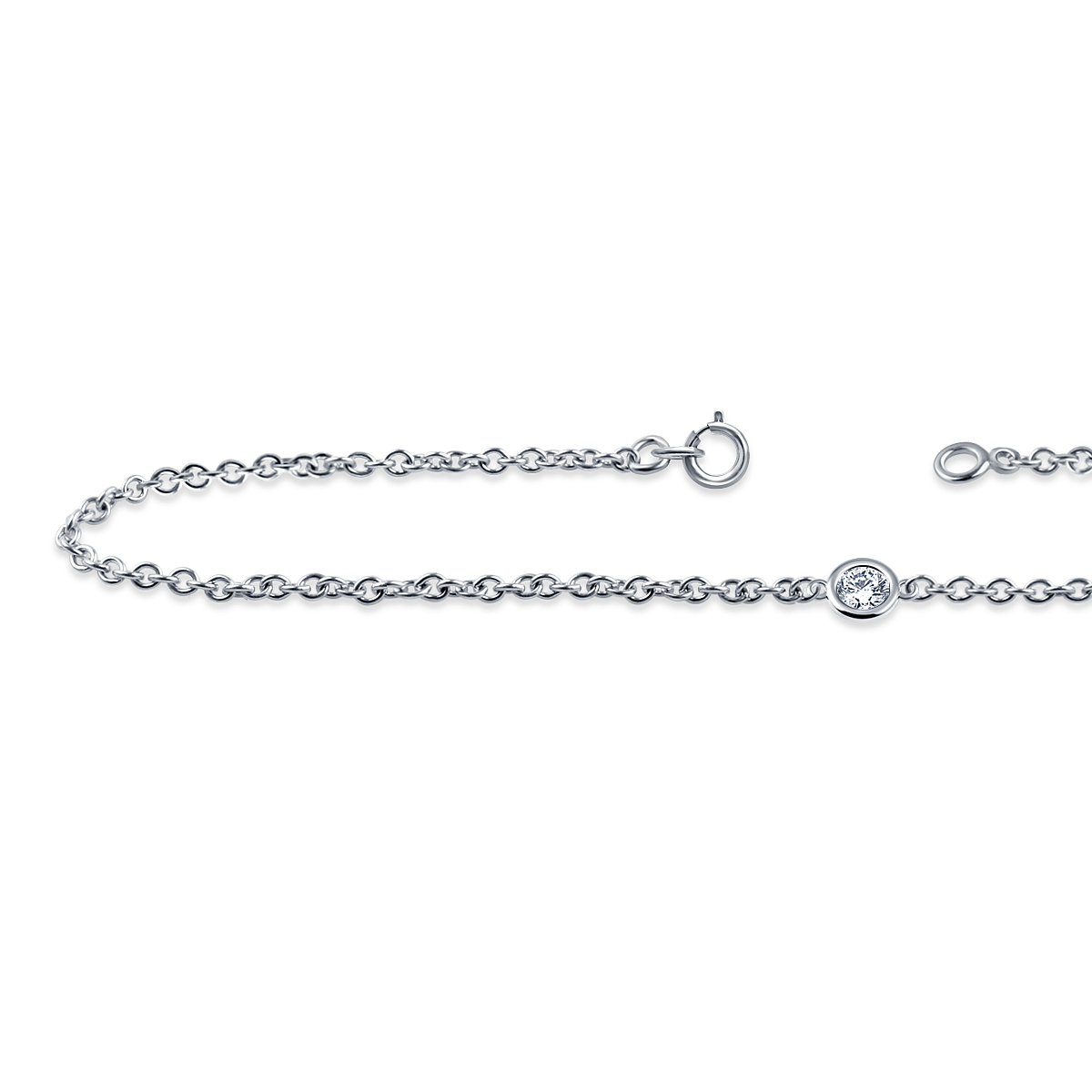 Diamond Station Bracelet with One Diamond in Sterling Silver (0.05 cttw.) view 2