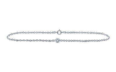 Diamond Station Bracelet with One Diamond in Sterling Silver (0.05 cttw.)