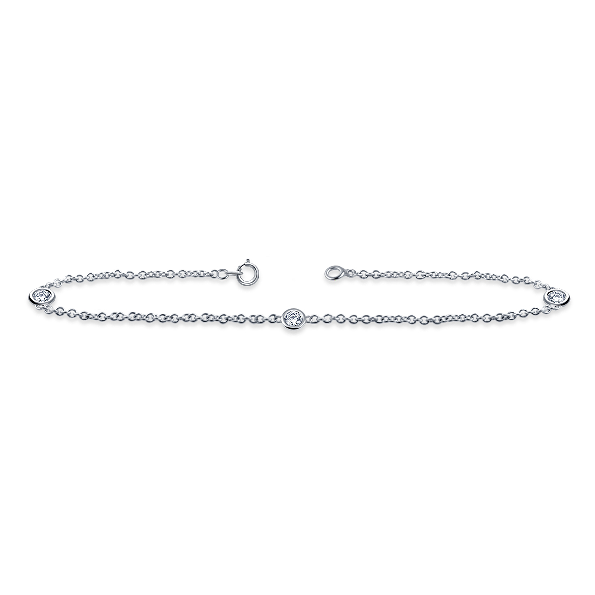 Diamond Station Bracelet with Three Diamonds in Sterling Silver (1/8 cttw.) view 3