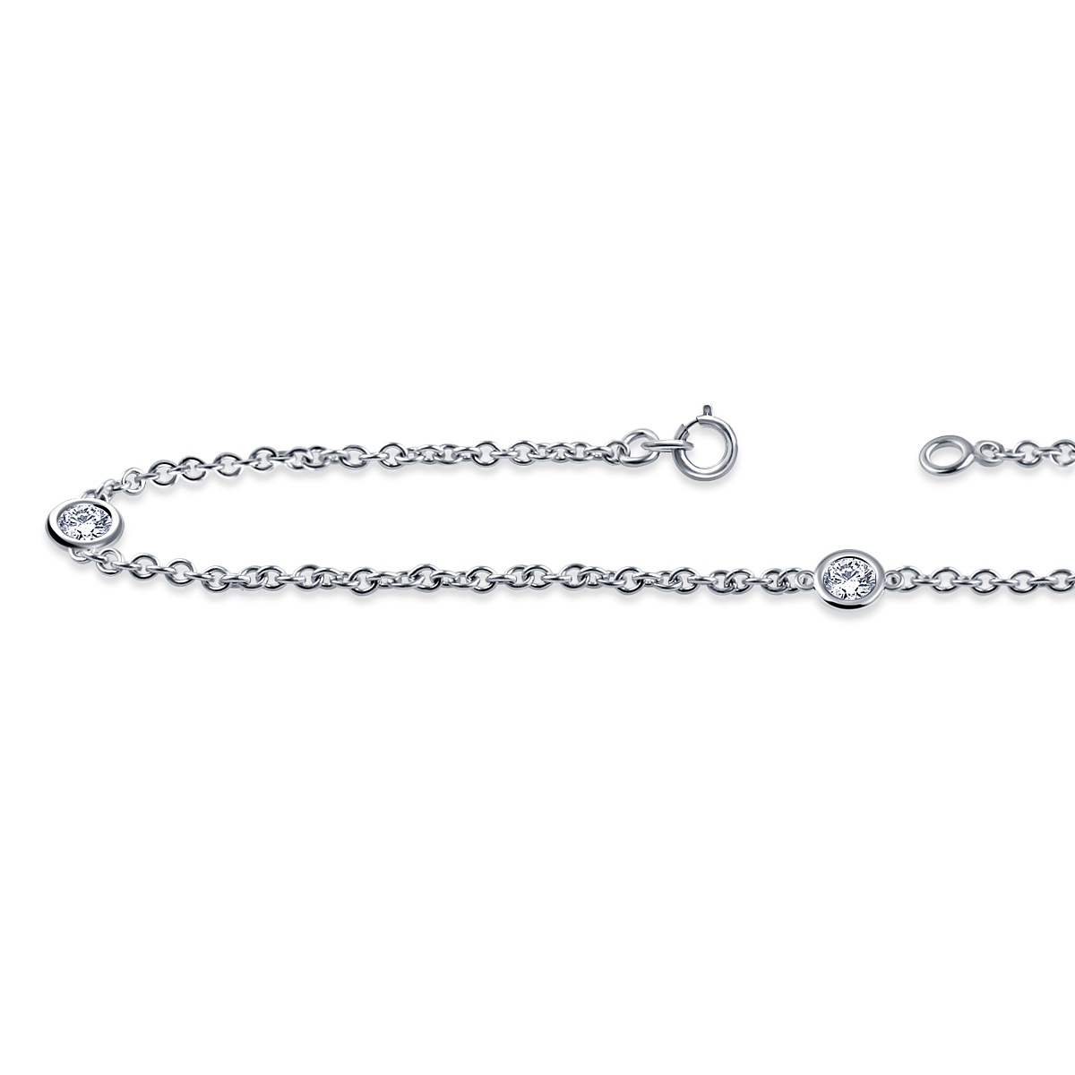 Diamond Station Bracelet with Three Diamonds in Sterling Silver (1/8 cttw.) view 2