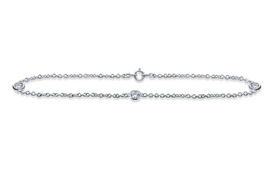 Diamond Station Bracelet with Three Diamonds in 14K White Gold (1/8 cttw.)