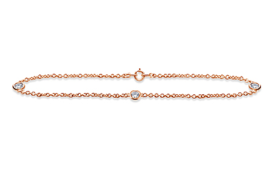 Diamond Station Bracelet with Three Diamonds in 14K Rose Gold (1/8 cttw.)
