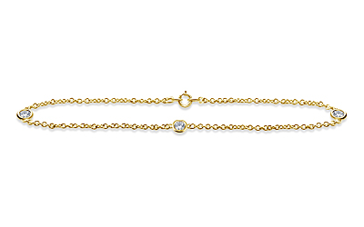 Diamond Station Bracelet with Three Diamonds in 14K Yellow Gold (1/8 cttw.)