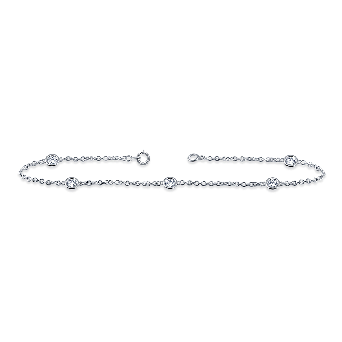Diamond Station Bracelet with Five Diamonds in Sterling Silver (1/4 cttw.) view 3