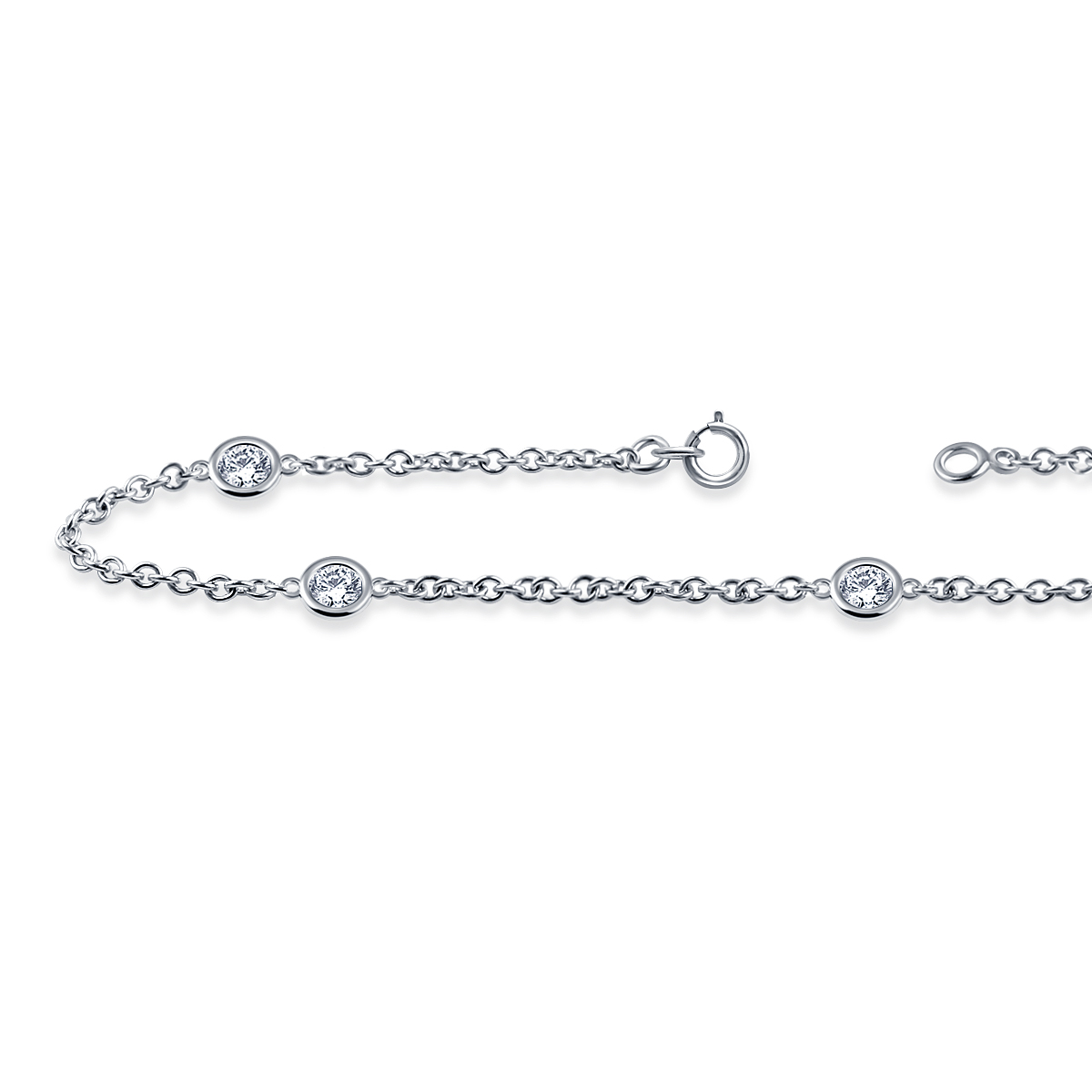 Diamond Station Bracelet with Five Diamonds in Sterling Silver (1/4 cttw.) view 2