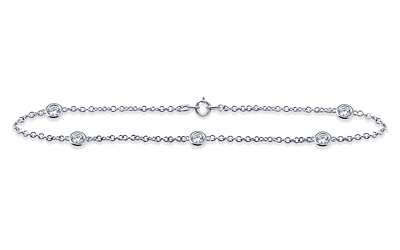 Diamond Station Bracelet with Five Diamonds in 14K White Gold (1/4 cttw.)