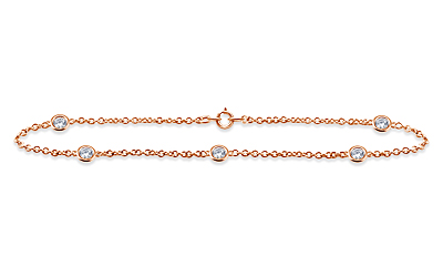 Diamond Station Bracelet with Five Diamonds in 14K Rose Gold (1/4 cttw.)