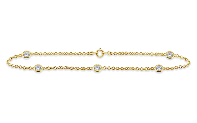 Diamond Station Bracelet with Five Diamonds in 14K Yellow Gold (1/4 cttw.)