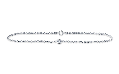 Diamond Station Bracelet with One Diamond in Sterling Silver (1/10 cttw.)