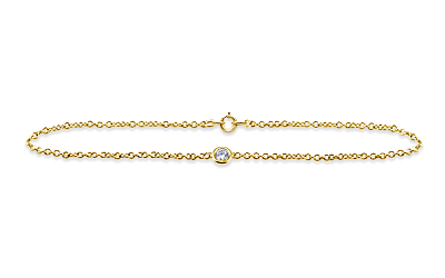 Diamond Station Bracelet with One Diamond in 14K Yellow Gold (1/10 cttw.)