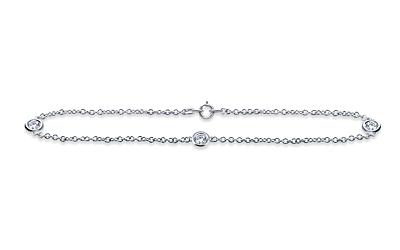 Diamond Station Bracelet with Three Diamonds in Sterling Silver (1/3 cttw.)