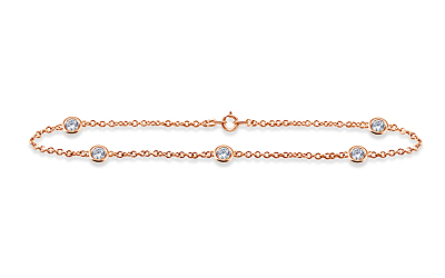 Diamond Station Bracelet with Five Diamonds in 14K Rose Gold (1/2 cttw.)