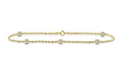 Diamond Station Bracelet with Five Diamonds in 14K Yellow Gold (1/2 cttw.)