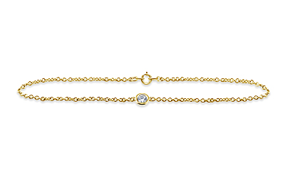 Diamond Station Bracelet with One Diamond in 14K Yellow Gold (1/8 cttw.)