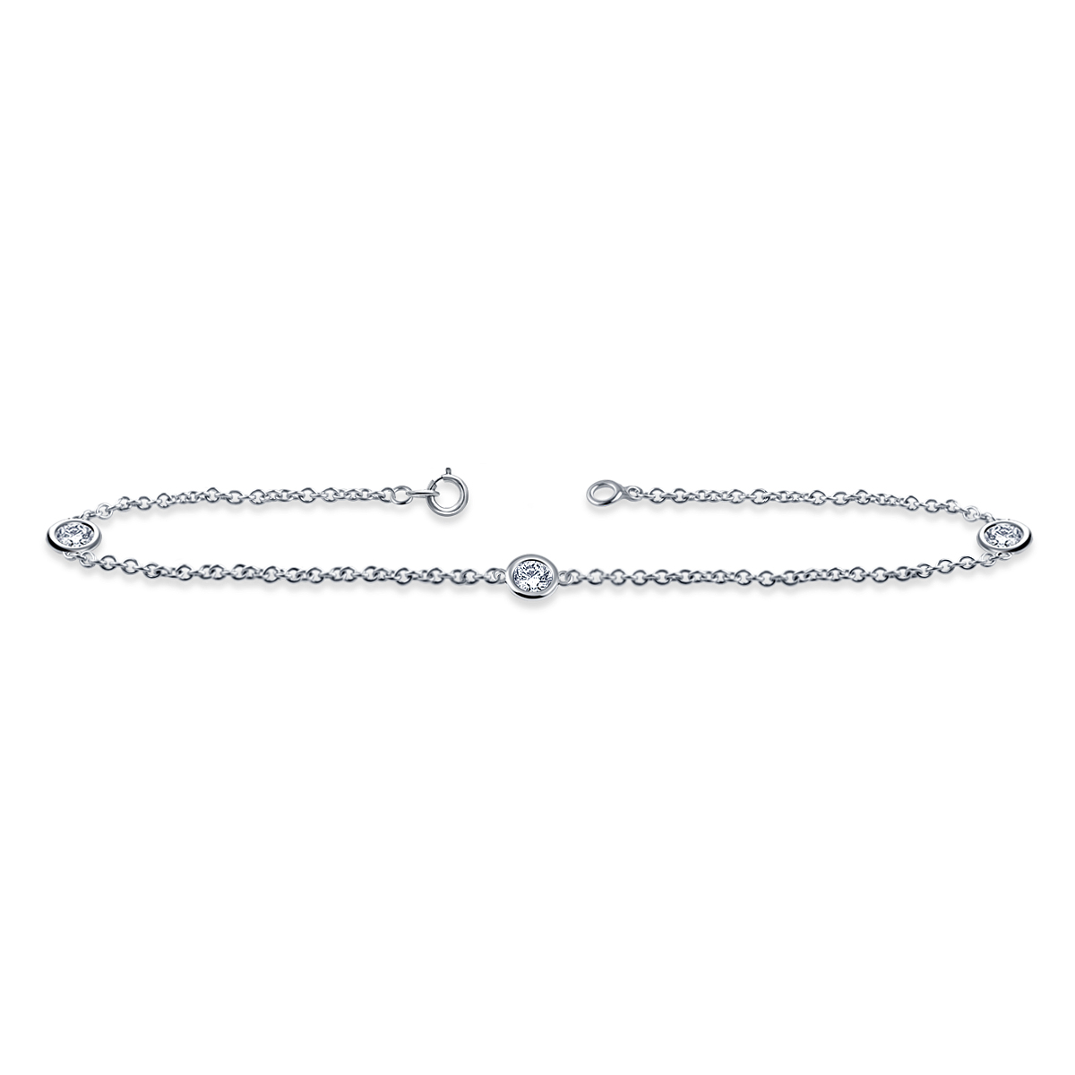 Diamond Station Bracelet with Three Diamonds in Sterling Silver (1/2 cttw.) view 3